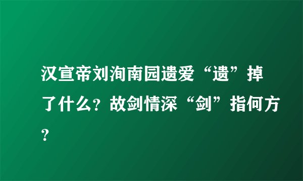汉宣帝刘洵南园遗爱“遗”掉了什么？故剑情深“剑”指何方？