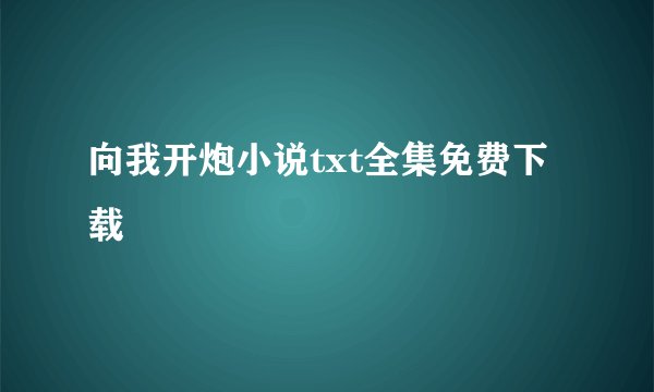 向我开炮小说txt全集免费下载