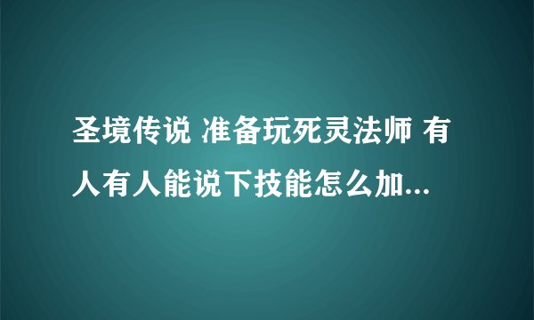 圣境传说 准备玩死灵法师 有人有人能说下技能怎么加点还有知识和职业执照什么的 谢谢