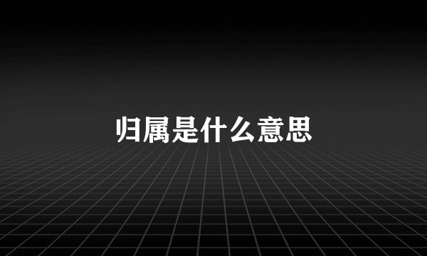 归属是什么意思