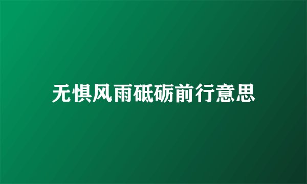 无惧风雨砥砺前行意思