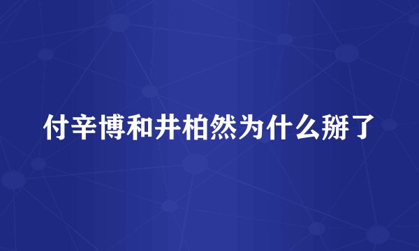 付辛博和井柏然为什么掰了