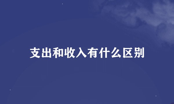支出和收入有什么区别