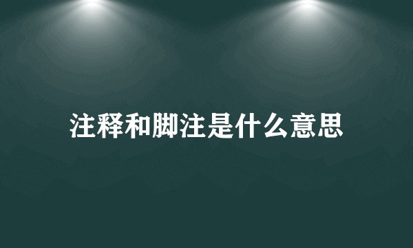 注释和脚注是什么意思