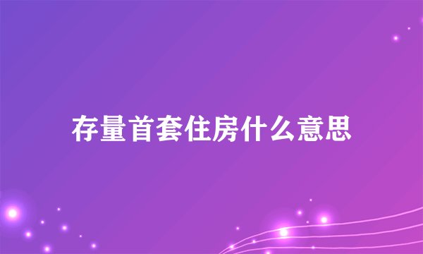 存量首套住房什么意思