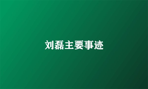 刘磊主要事迹