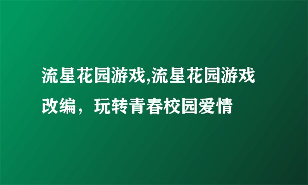 流星花园游戏,流星花园游戏改编，玩转青春校园爱情
