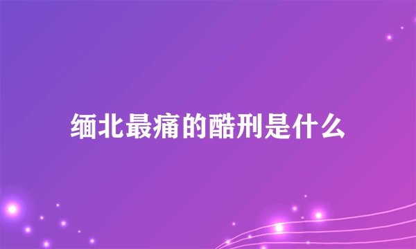 缅北最痛的酷刑是什么