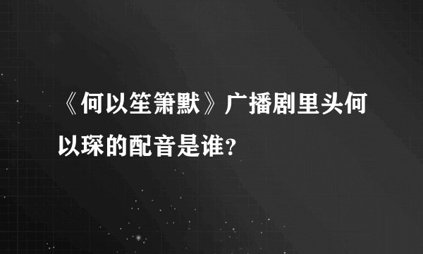 《何以笙箫默》广播剧里头何以琛的配音是谁？
