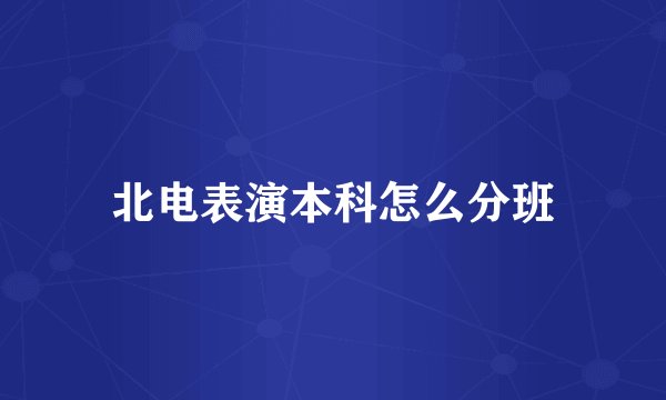 北电表演本科怎么分班