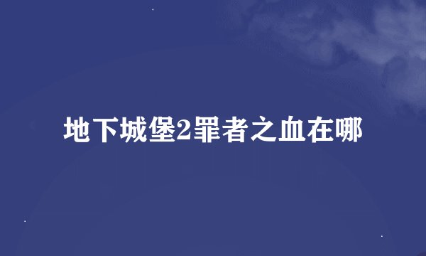 地下城堡2罪者之血在哪