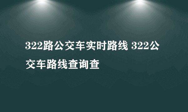 322路公交车实时路线 322公交车路线查询查