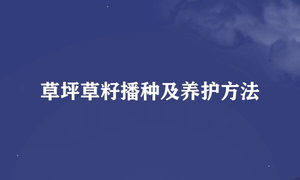草坪草籽播种及养护方法
