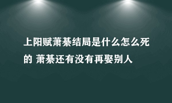 上阳赋萧綦结局是什么怎么死的 萧綦还有没有再娶别人