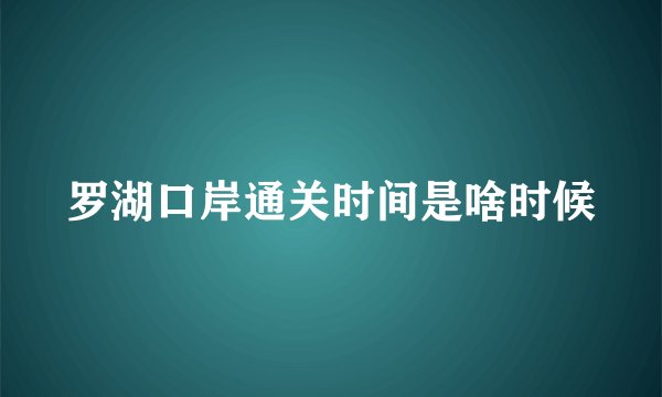 罗湖口岸通关时间是啥时候