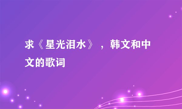 求《星光泪水》 ，韩文和中文的歌词