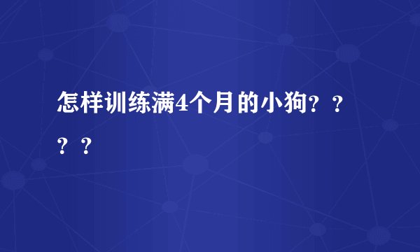 怎样训练满4个月的小狗？？？？