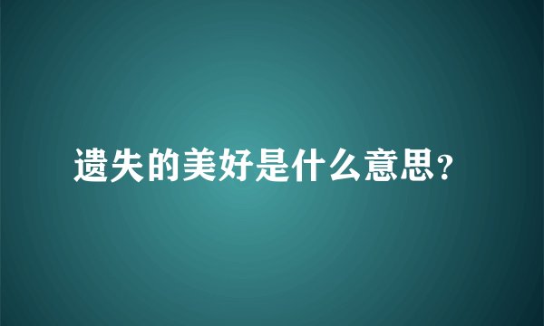 遗失的美好是什么意思？