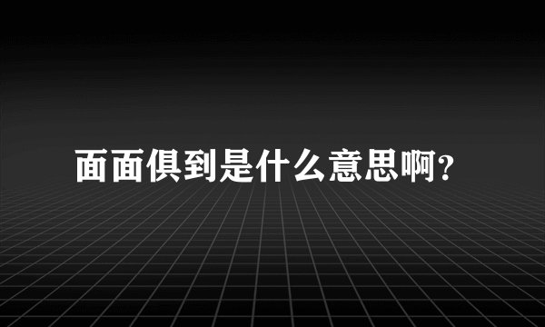 面面俱到是什么意思啊？