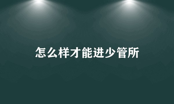 怎么样才能进少管所