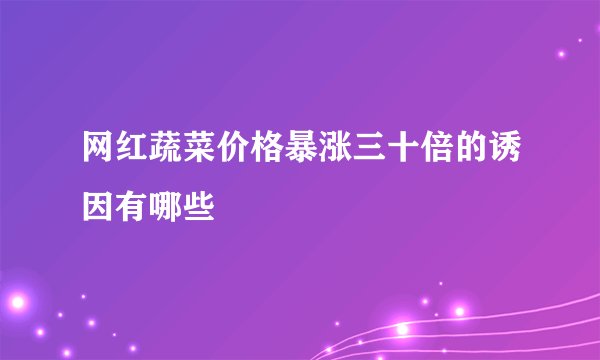 网红蔬菜价格暴涨三十倍的诱因有哪些