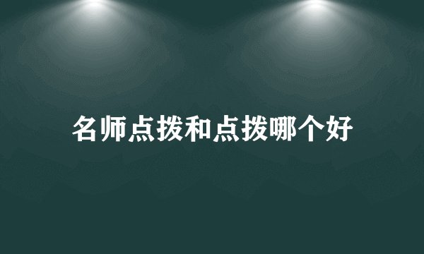 名师点拨和点拨哪个好