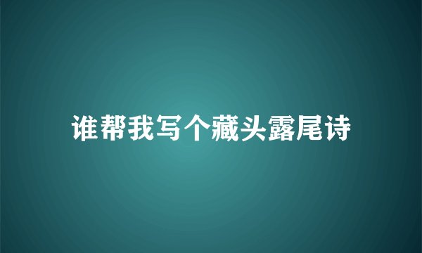 谁帮我写个藏头露尾诗
