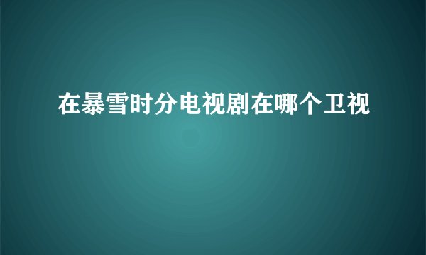 在暴雪时分电视剧在哪个卫视