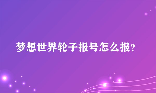 梦想世界轮子报号怎么报？