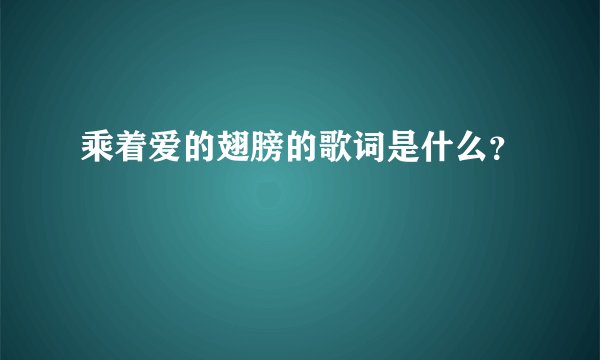 乘着爱的翅膀的歌词是什么？