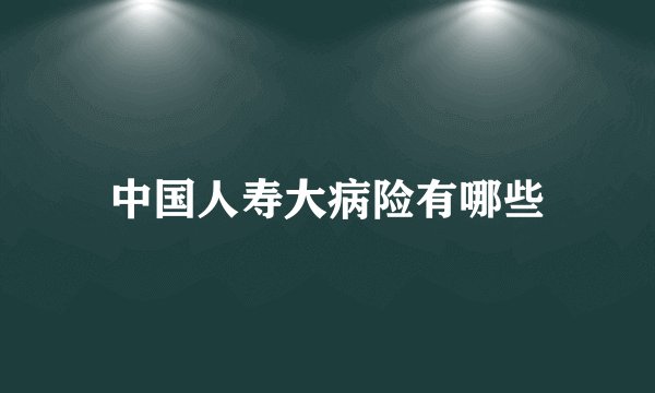 中国人寿大病险有哪些