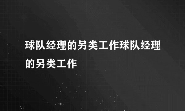 球队经理的另类工作球队经理的另类工作