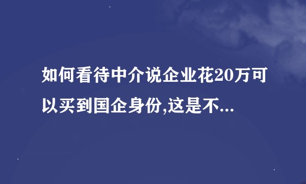 如何看待中介说企业花20万可以买到国企身份,这是不是真的?