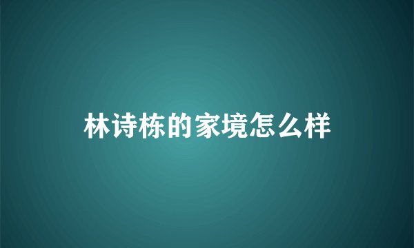 林诗栋的家境怎么样