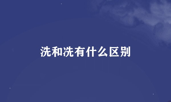 洗和冼有什么区别