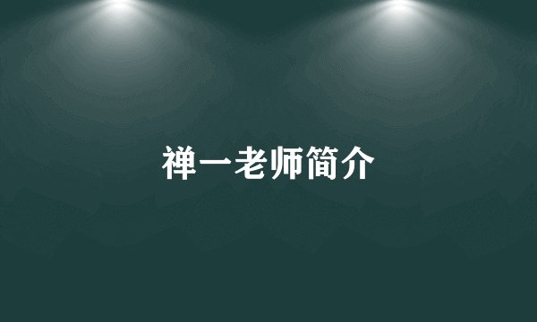 禅一老师简介