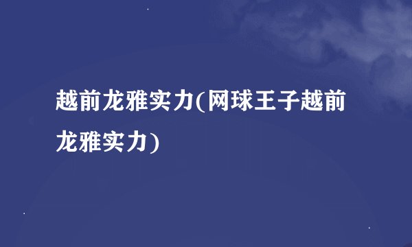 越前龙雅实力(网球王子越前龙雅实力)