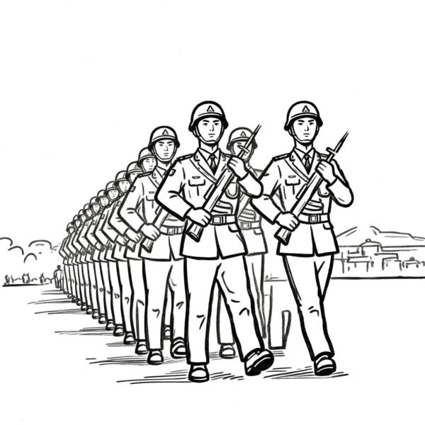 阅兵简单画法