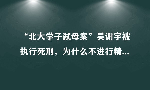 “北大学子弑母案”吴谢宇被执行死刑，为什么不进行精神病鉴定？