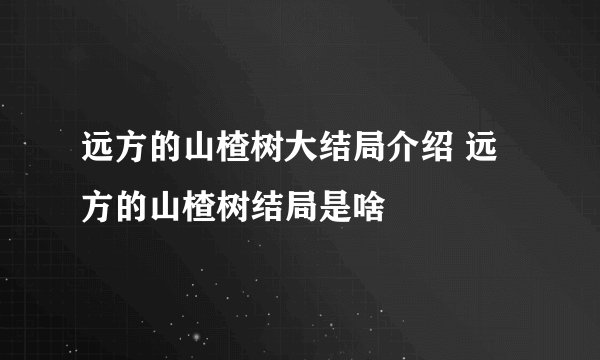 远方的山楂树大结局介绍 远方的山楂树结局是啥