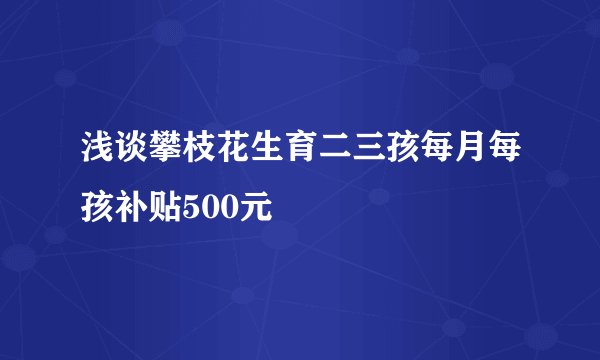 浅谈攀枝花生育二三孩每月每孩补贴500元