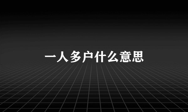 一人多户什么意思