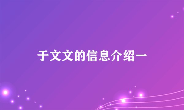 于文文的信息介绍一