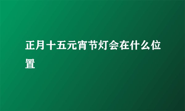 正月十五元宵节灯会在什么位置