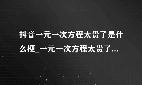 抖音一元一次方程太贵了是什么梗_一元一次方程太贵了聊天记录