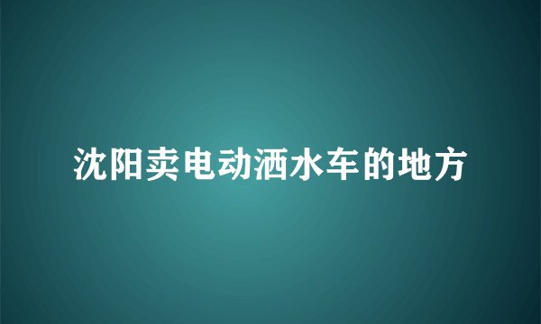 沈阳卖电动洒水车的地方