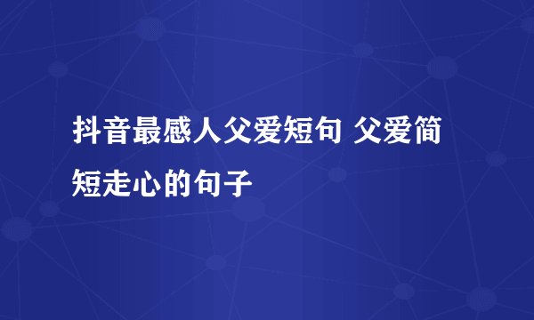 抖音最感人父爱短句 父爱简短走心的句子