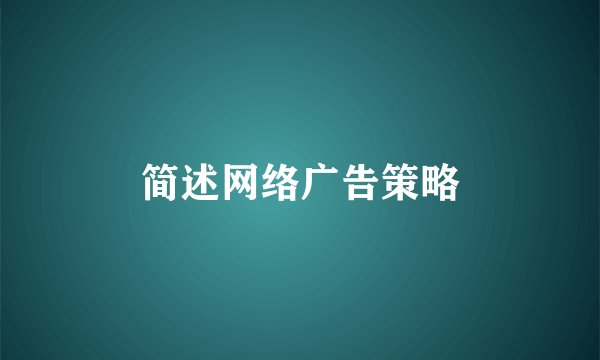 简述网络广告策略