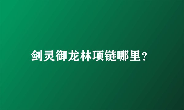 剑灵御龙林项链哪里？