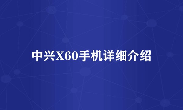 中兴X60手机详细介绍